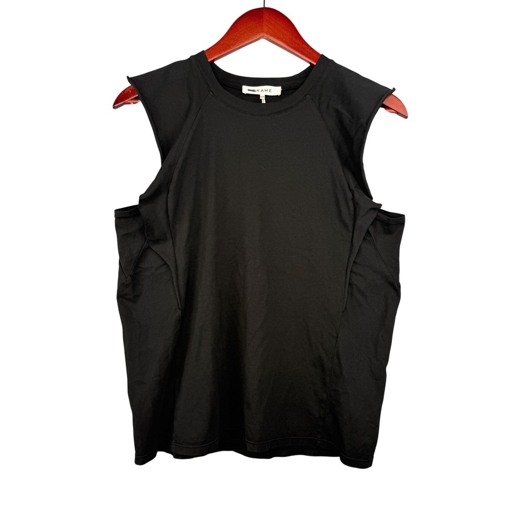 FRAME NWT Summer Tee Women Medium Black Padded Shoulder Muscle Tank Noir